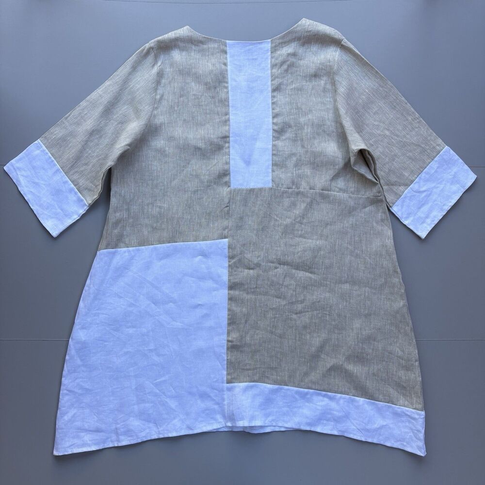 Puro Lino Size US 10 Oversized Tunic Top Made In Italy 100% Linen Lagenlook Boho - Picture 2 of 11